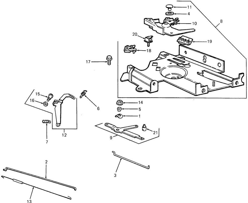 Governor Mounting And Control Assembly Diagram and Parts List for 085 169110100-GMT Cub Cadet Generator